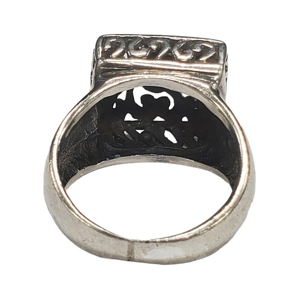 Sterling Silver Ring Square Swirl Open Scroll Work Sz 7.75 Designer Statement - Picture 5 of 9